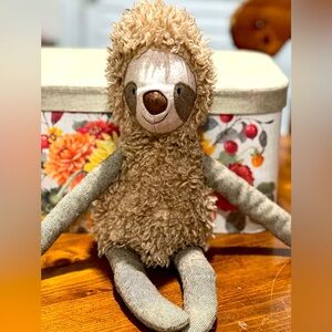 By Anthropologie Sloth Stuffed Animal 18" Plush Brown Cream Tan Beige 2018 Soft